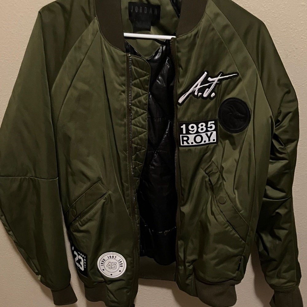 Jordan Khaki Green Patch Bomber Jacket